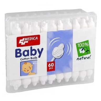 Бебешки клечки за уши с ограничител Медика х 60 броя